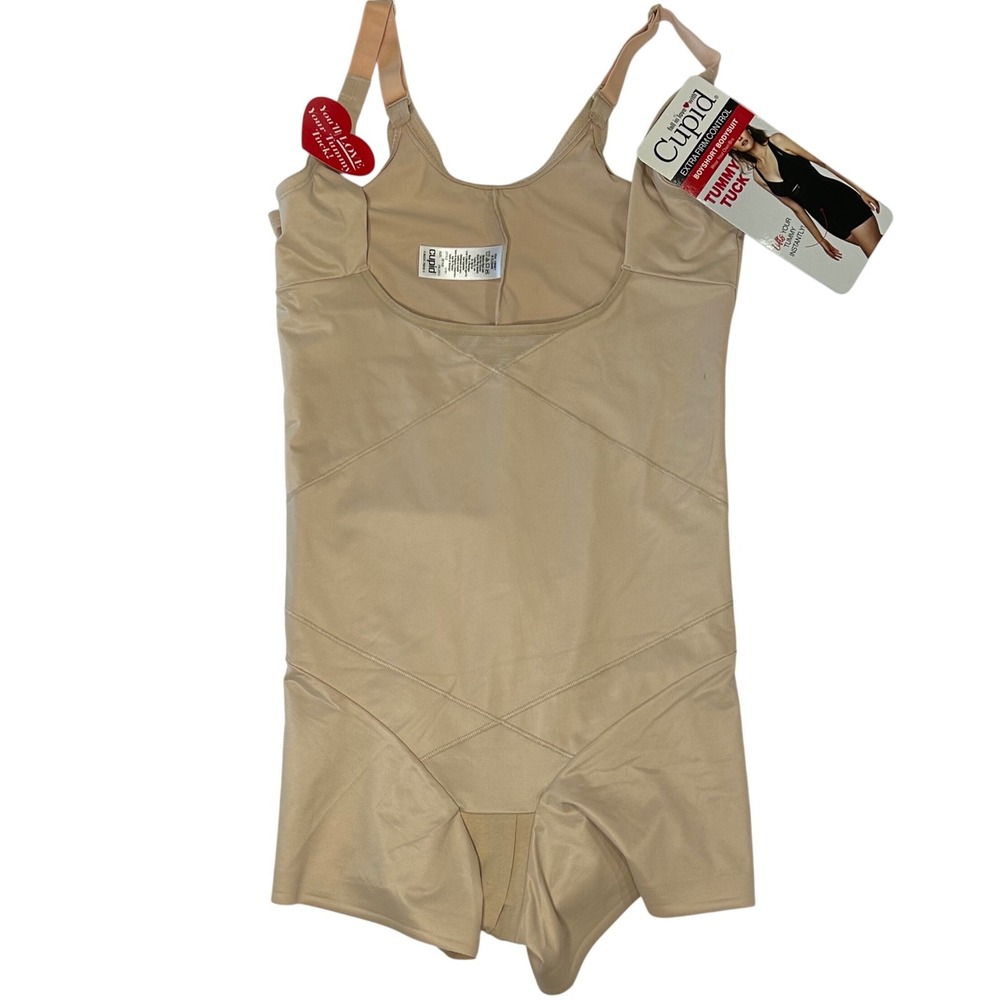 Cupid Extra Firm Control Boyshort Bodysuit Tummy Tuck Beige 2XL New